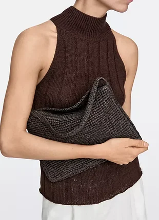 Маленькая сумка на плечо из рафии massimo dutti