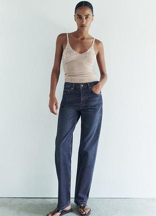 Cиние прямые джинсы от zara straight-leg mid-rise