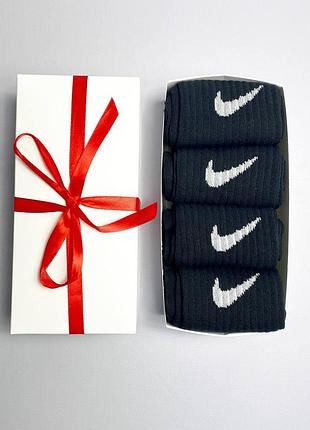 Набор женских высоких носков nike 36-41 на 4 пары в подарочной коробке с лентой