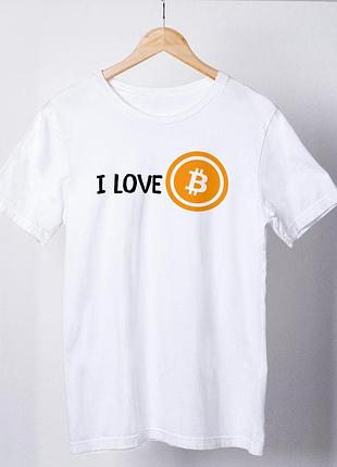 Футболка жіноча із принтом "i love btc" біла
