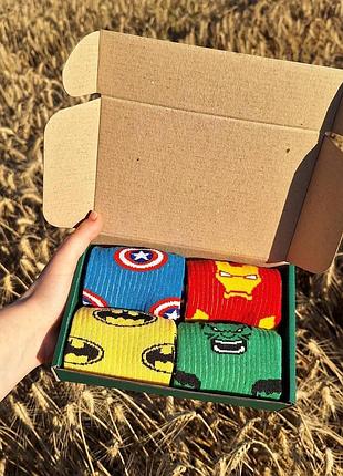 Бокс мужских носков 40-45 на 4 пары "marvel"