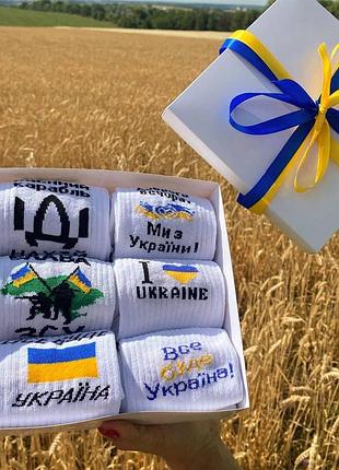 Бокс мужских патриотических носков на 6 пар 40-45 р в подарочной коробке с лентой весна-осень-лето