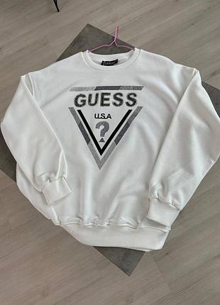 Накладной платеж ❤ турецкий хлопковый оверсайз свитшот из лого в стиле guess со стразами
