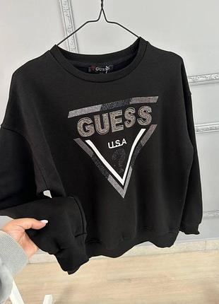 Накладной платеж ❤ турецкий хлопковый оверсайз свитшот из лого в стиле guess со стразами