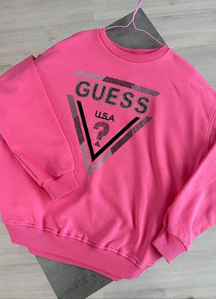 Накладний платіж ❤ турецький бавовняний оверсайз світшот з лого в стилі guess зі стразами