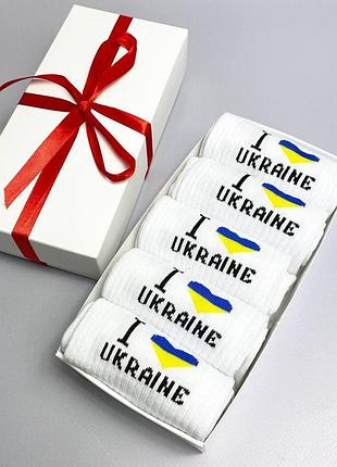 Набор мужских патриотических носков 40-45 на 5 пар в подарочной коробке с лентой
