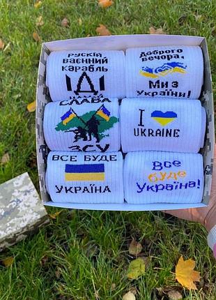 Бокс мужских патриотических носков 40-45 на 6 пар в подарочной коробке