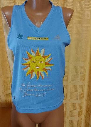 Спортивна майка adidas climalite, вінтаж 2005 року (schweizer frauenlauf bern), блакитна, sm