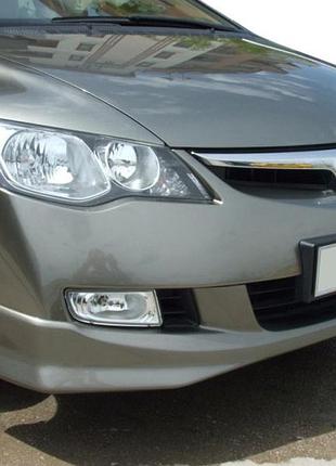 Накладка на передний бампер 2006-2009 (грунт под покраску) для honda civic sedan viii