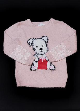 Новогодний вязаный свитер primark со щенком 104-110р 8188