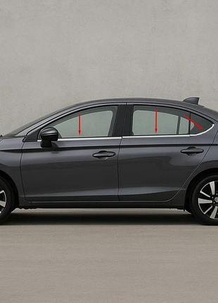 Окантовка вікон sd (6 шт, нерж) для honda city 2021- рр