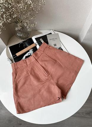 Персикові шорти льон віскоза h&m