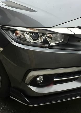 Хромированные накладки на решетку (2 шт, нержавеющая сталь) для honda civic sedan 2021- гг