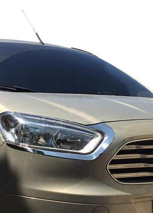 Вії на фари (2 шт., нерж) omsaline - італійська нержавійка для ford courier 2014-2023 рр