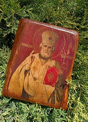 Икона мыкола чудотворца на массиве дуба | ручная работа | оберегает для вашего дома
