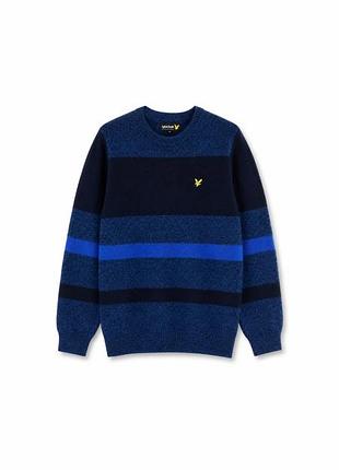 Чоловічий шерстяний светр lyle & scott синій у смужку | s–m