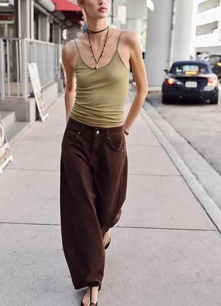 Нові оригінальні джинси zara z1975 barrel ankle-length mid-waist, джинси зара, шоколадні джинси, коричневі джинси, жіночі стильні джинси широкі джинси