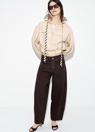 Нові оригінальні джинси zara z1975 barrel ankle-length mid-waist, шоколадні джинси зара, коричневі джинси зара, широкі джинси, стильні джинси