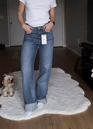 Zara wide leg full прямі джинси 36