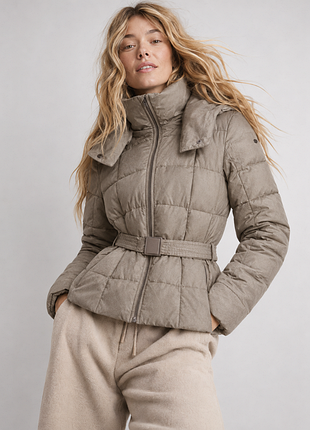 Пуховик женский с поясом и капюшоном edc by esprit оригинал