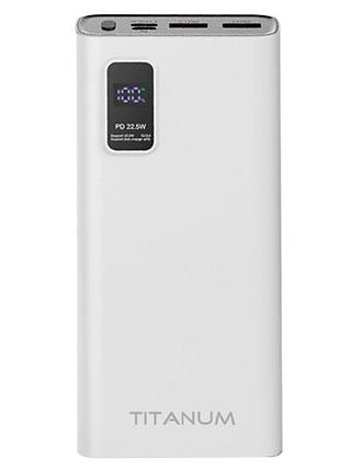 Повербанк titanum 727s 20000 mah 22.5w usb и usb type-c белый