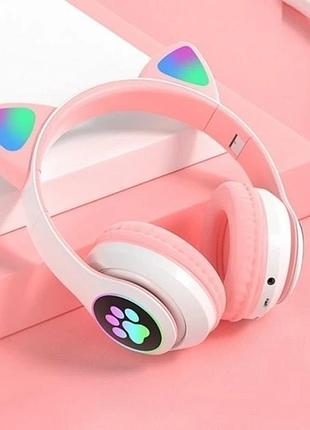 Беспроводные наушники cat stn-28 с кошачьими ушками, bluetooth 5.0, led, микрофон, fm-радио, microsd, aux, hi-fi