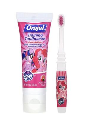 Made in usa! тренировочная зубная паста и зубная щетка orajel — my little pony1 фото