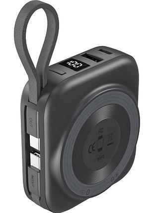 Повербанк choetech magnetic wireless 10000 mah 22.5w pd usb-a usb type-c черный (b697c-bkgy)