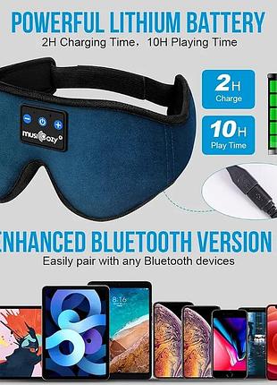 Сток musicozy bluetooth маска для сну із навушниками: глибокі баси, комфорт, до 14 годин відтворення, ідеально для сну на боці.
