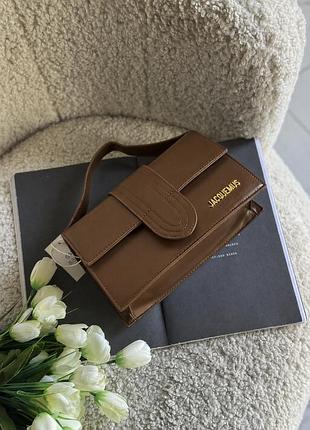 Шоколадна сумка jacquemus, сумка через плече, коричнева сумка жакмюс