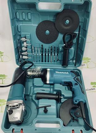 Набір makita 2 в 1 дриль и болгарка / інструменти макіта / ушм 9558hn+makita hp 1630