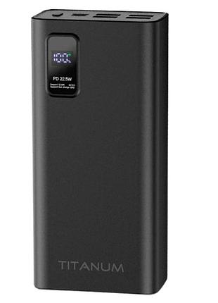 Повербанк titanum 728s 30000 mah 22.5w usb type-c черный