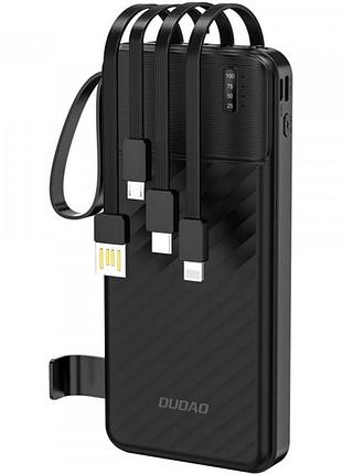 Повербанк dudao k11 10000 mah 10w usb-a usb type-c lightning micro-usb черный
