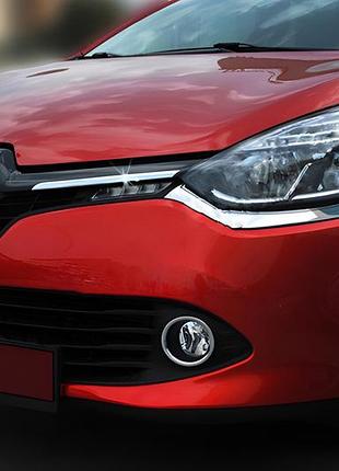 Накладки на решітку радіатора omsaline (2 шт, нерж.) хром для renault clio iv 2012-2019 рр