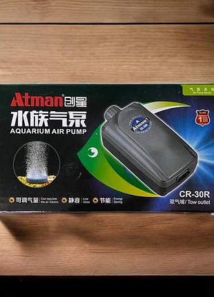 Двоканальний компресор для акваріума atman cr-30r