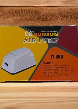 Двоканальний компресор для акваріума sunsun jt-303