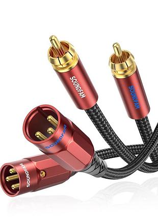Двойной кабель saundfam xlr-rca, 1,5 м, несбалансированный соединительный аудиокабель премиум-класса 2rca мужской-2xlr