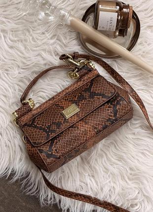 Сумка dolce&gabbana sicily medium - premium рептилія коричнева 19cm