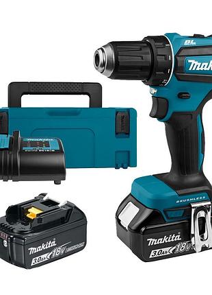 Дриль-шурупокрут акумуляторний makita ddf485sfj 18 в, 50 нм, 2×3 а·год, makpac