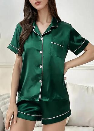 Красивая женская пижама атласная 2 в 1 xl