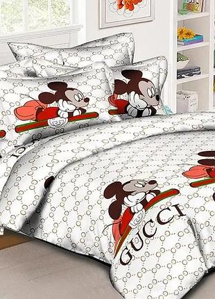 Постільна білизна полуторне ранфорс 150*210 "gucci міки маус"