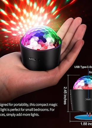 Мини led диско шар mini dj lights usb rgb для вечеринок, состояние нового