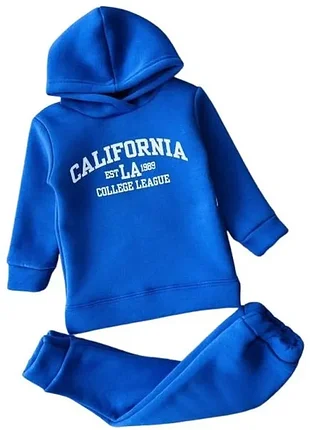 Теплий дитячий спортивний костюм для хлопчика з капюшоном california, синій