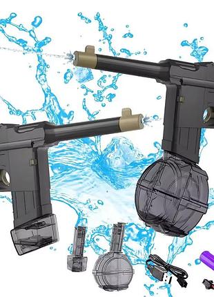 Водяний автомат пістолет дитячий з насосом маузер mauser чорно-коричневий акумуляторний