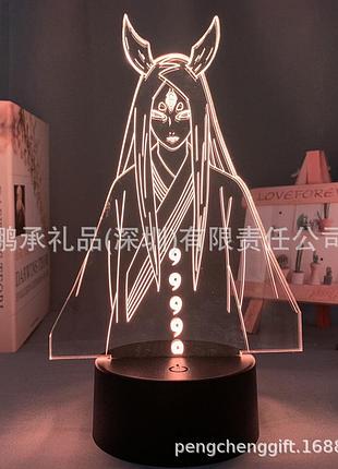 Светильник с 3d эффектом led лампа кагуя ооцуцуки из аниме наруто узумаки итачи саске ночник с пультом