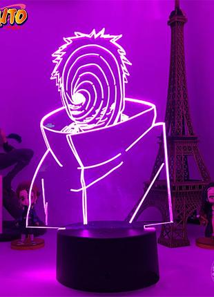 Светильник с 3d эффектом led лампа тоби обито учиха из аниме наруто узумаки итачи саске ночник с пультом