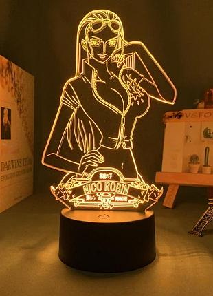 Светильник с 3d эффектом led лампа нико робин из аниме one piece ван пис ночник с пультом
