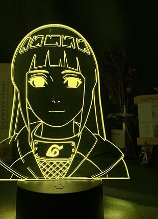 Светильник с 3d эффектом led лампа хината хьюга из аниме наруто узумаки итачи саске ночник с пультом