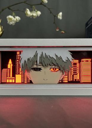Світильник із 3d-ефектом led-лампа токийський гуль канекі кен з аніме tokyo ghoul нічник із пультом