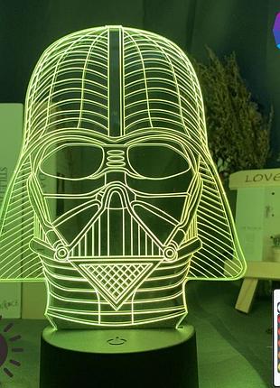 Светильник с 3d эффектом led лампа дарт вейдер из звёздные войны star wars ночник с пультом
